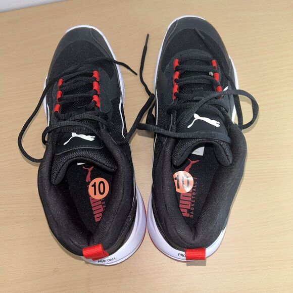 Puma Playmaker Pro Basketball Men's Shoes Black Red White Size 10 - Picture 2 of 7